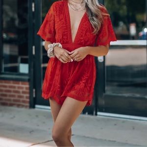 NWT Socialite Red Lace Romper